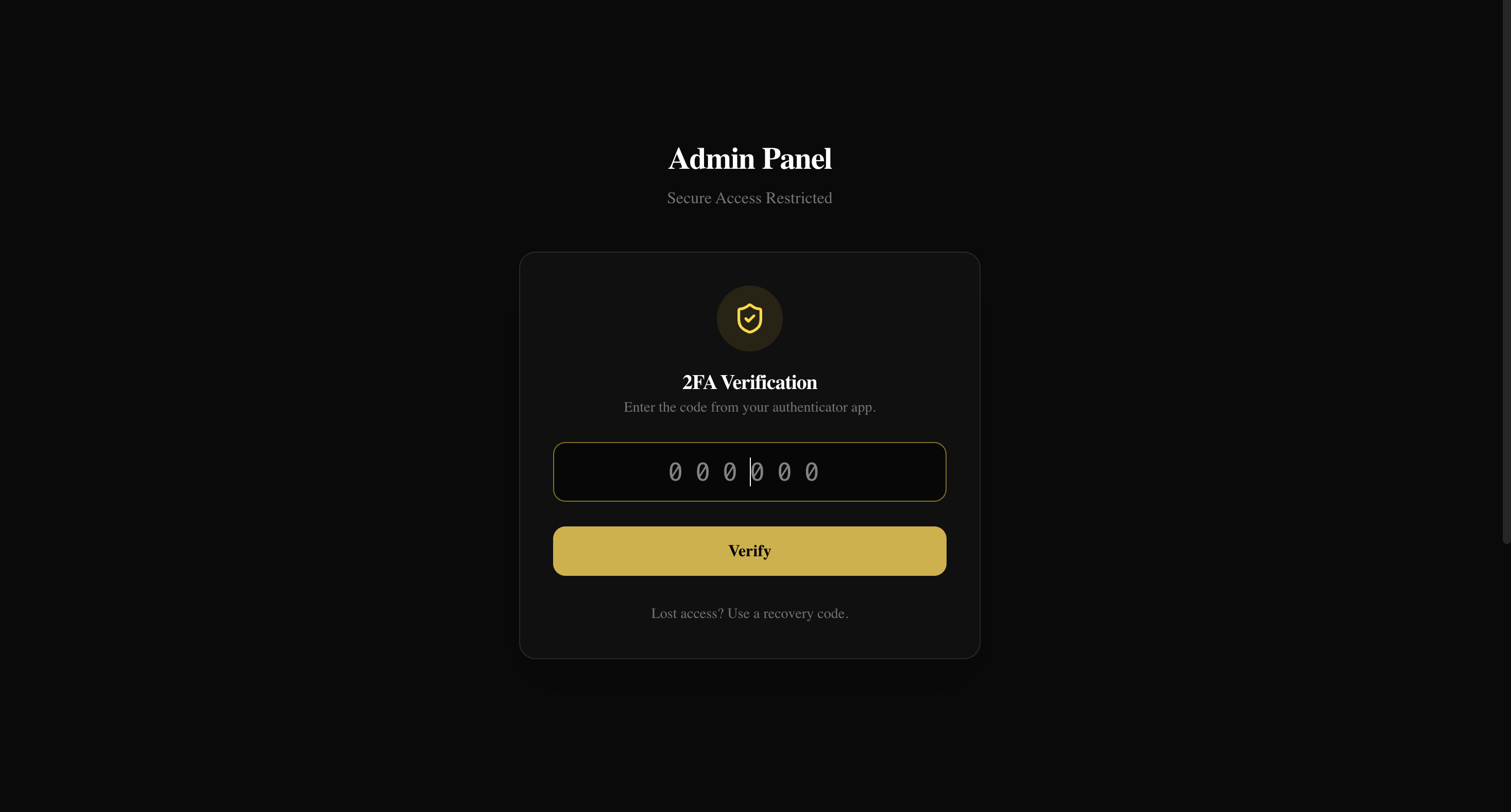 2FA Admin Access
